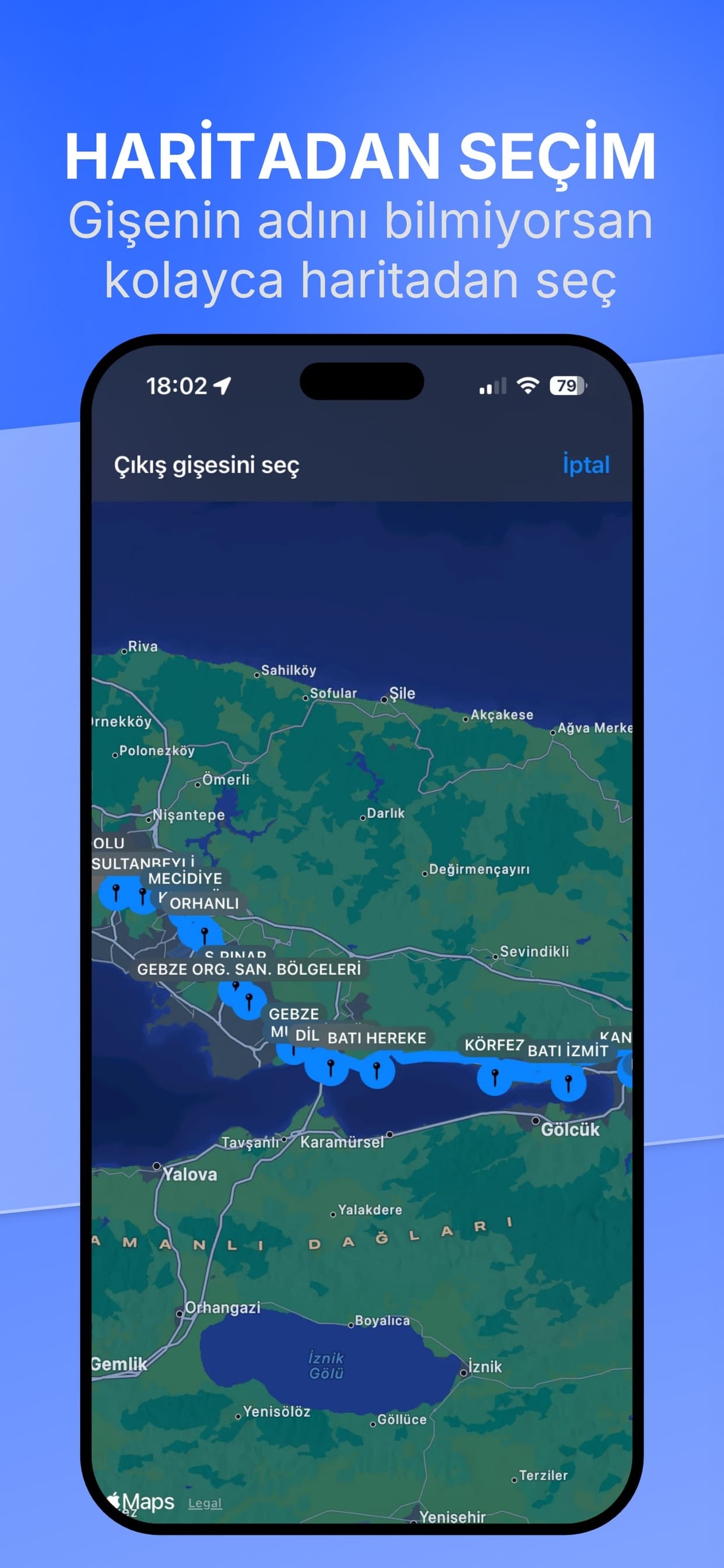 Doğrudan haritadan gişe seçimi